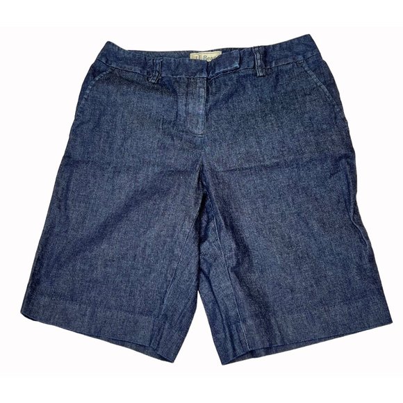 LL Bean Pants - LL Bean Favorite Fit Straight Bermuda Shorts Size 29 Waist Blue Dark Wash Denim